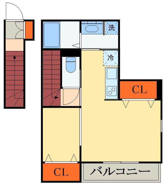 FERVORE本八幡(1LDK/2階)の間取り写真