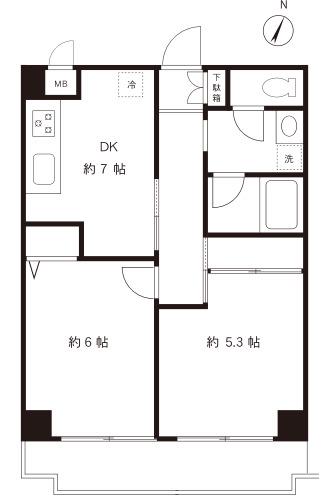 DELCCS西大島(2DK/3階)の間取り写真
