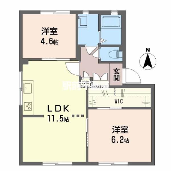 ウイズN C棟(2LDK/1階)の間取り写真