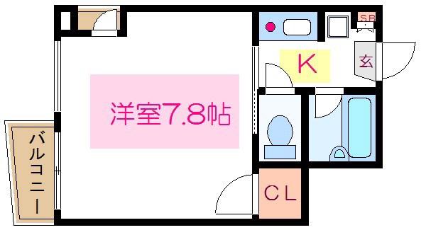ロイヤルパーク東向島(1K/2階)の間取り写真