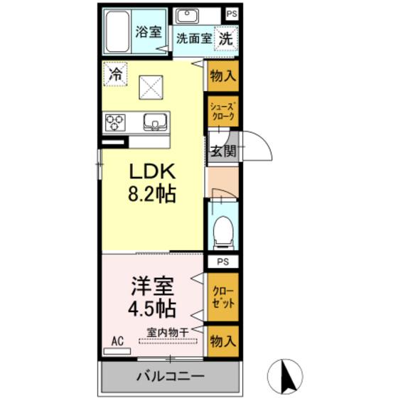 マ・メゾン(1LDK/1階)の間取り写真