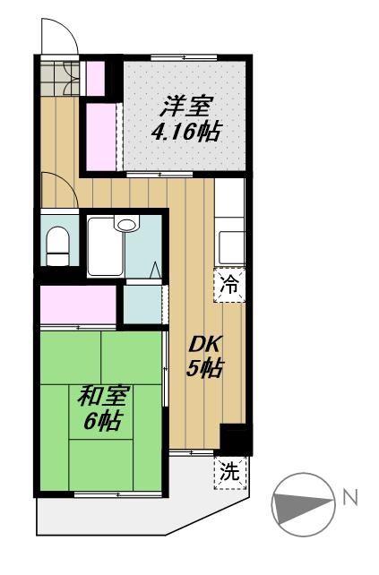 中銀新葛西マンシオン(2DK/4階)の間取り写真