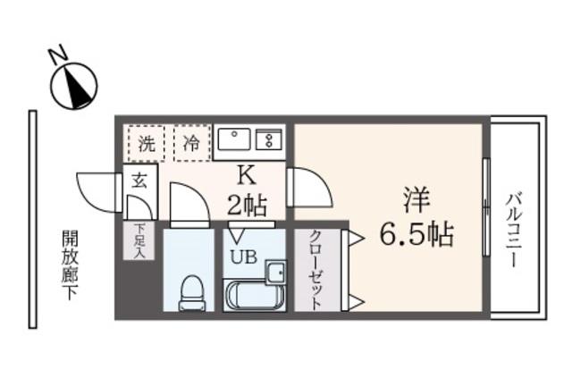 ソリッド磯子弐番館(1K/1階)の間取り写真