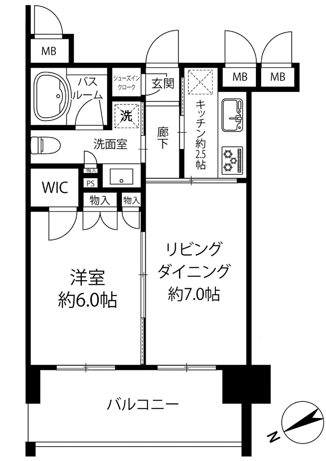 エスポアコート要町(1LDK/10階)の間取り写真
