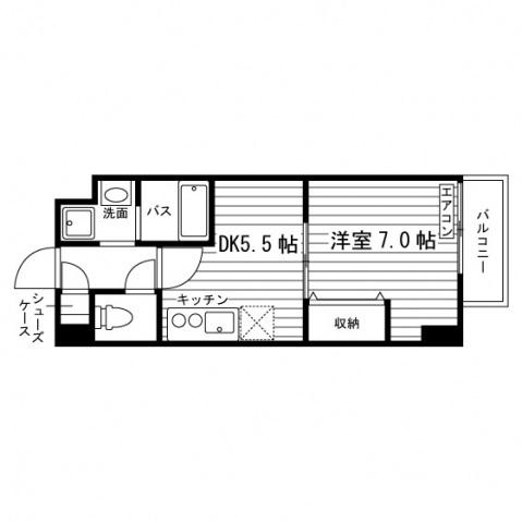 フォレスタ岡山医大東(1DK/2階)の間取り写真