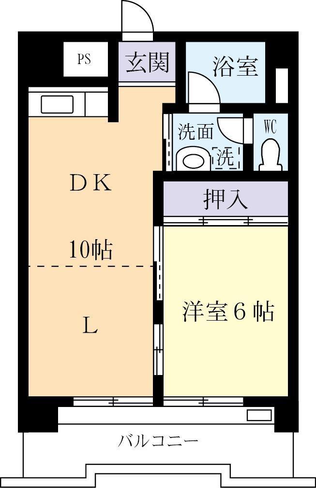 スカイハイツミナト(1LDK/6階)の間取り写真