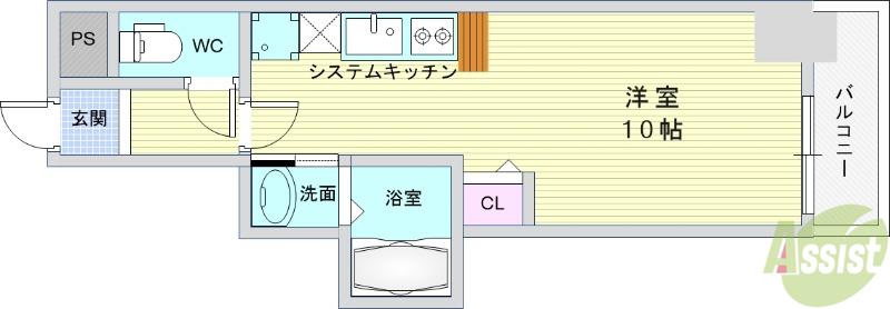 ONLYONE栄本町(ワンルーム/9階)の間取り写真