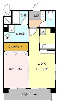 フジスター宜野湾(1LDK/3階)の間取り写真