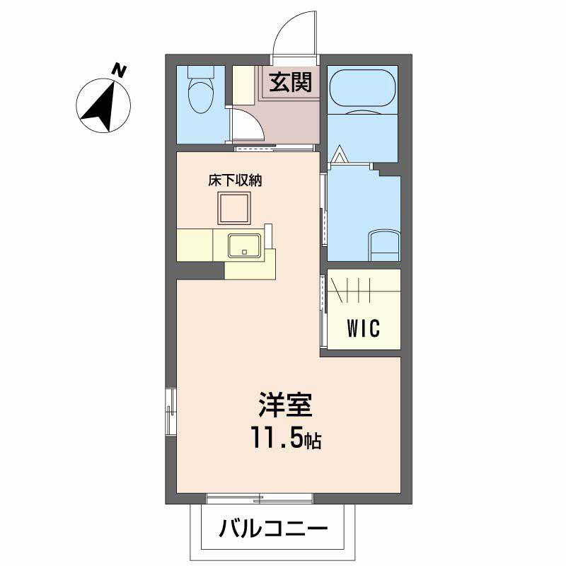 ディアーナHIRO E棟(ワンルーム/1階)の間取り写真