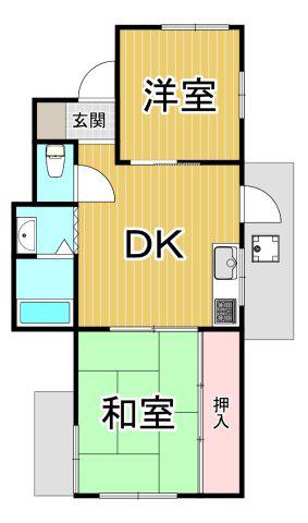 パークハイツ(2DK/2階)の間取り写真