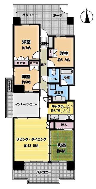 オラリオンサイト4番館(4LDK/15階)の間取り写真