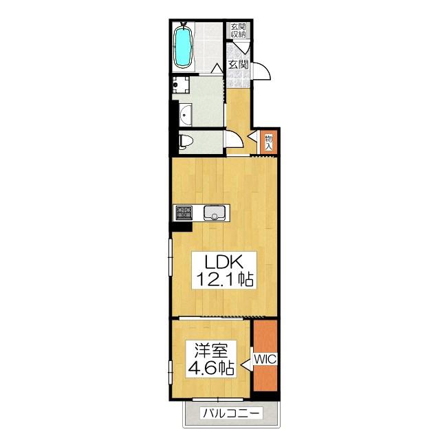 D-ROOM勝部3丁目工事(1LDK/3階)の間取り写真