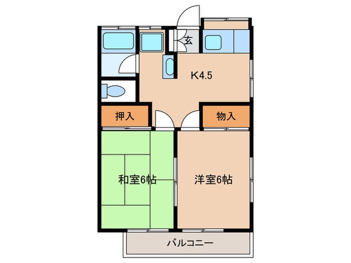 永谷コーポ(2K/2階)の間取り写真