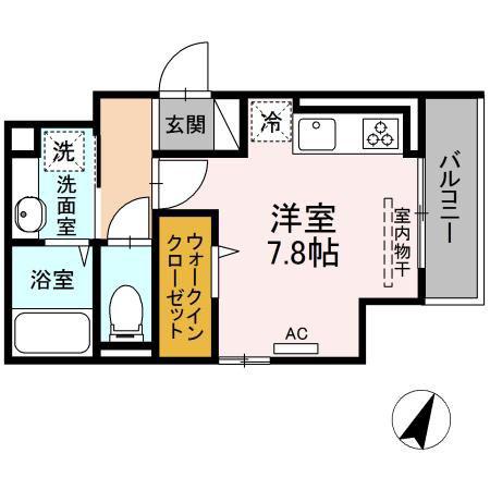 アゼリア(ワンルーム/2階)の間取り写真