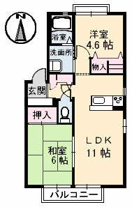 ディアスNOBUHIROB(2LDK/1階)の間取り写真