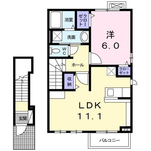 メゾン ド ラ ペシュ(1LDK/2階)の間取り写真