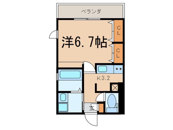 GRANDIO K(1K/2階)の間取り写真