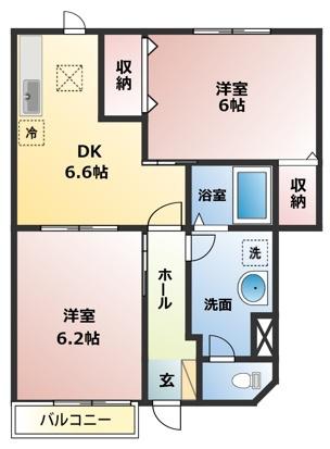 ビッグストーンIK(2DK/1階)の間取り写真