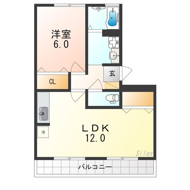 サフィニア三国(1LDK/3階)の間取り写真