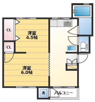 寺田マンション(2DK/1階)の間取り写真
