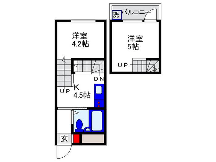 サンパレス21豊中(2K/2階)の間取り写真