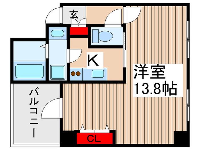 アクアタウンイーストⅠ(1K/6階)の間取り写真