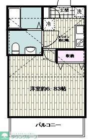 スカイテラス西谷(1K/2階)の間取り写真