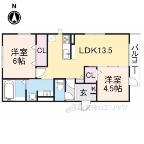 ヴェルジェリコ(2LDK/2階)の間取り写真
