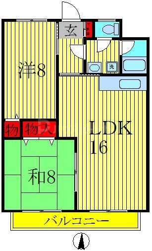 ブルーヒルズA(2LDK/1階)の間取り写真