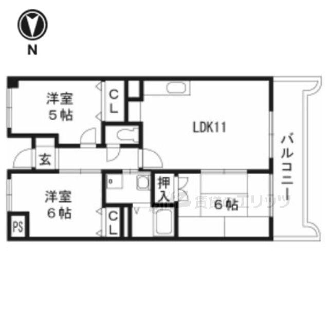 グリーン・シャトーII(3LDK/3階)の間取り写真