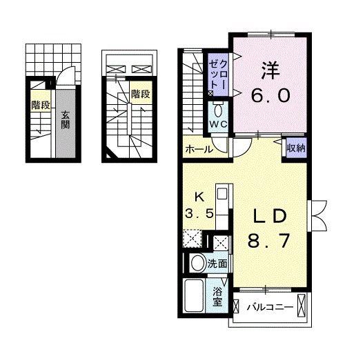 ALBA-CASAII(1LDK/3階)の間取り写真