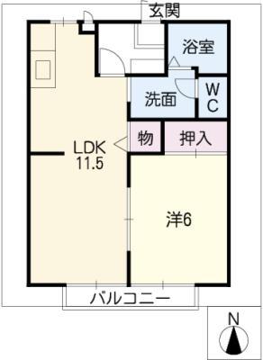 サンフォレスタ四郷A(1LDK/1階)の間取り写真