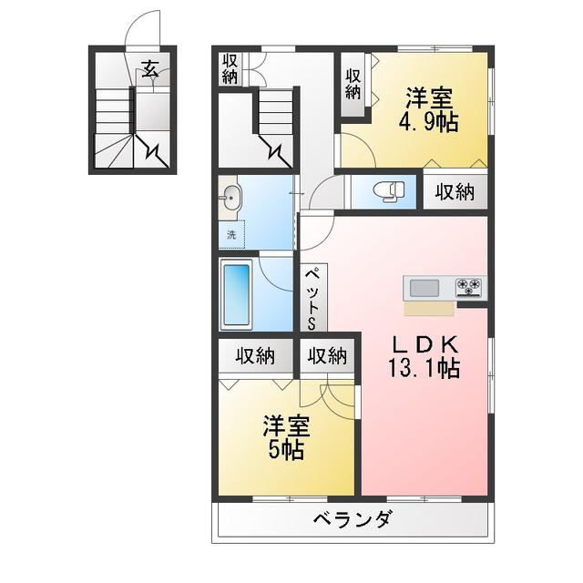 GURANDER SOPHIA II(2LDK/2階)の間取り写真