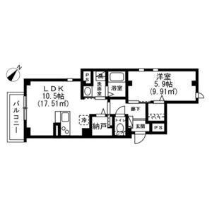 フォレスト ノボリト ティーワイ(1SLDK/5階)の間取り写真