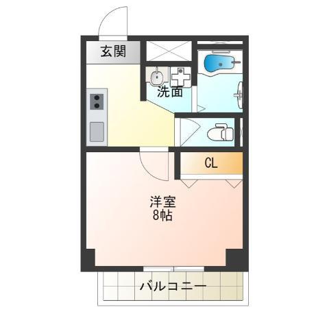 ステイタスカインド天下茶屋ビル(1K/3階)の間取り写真