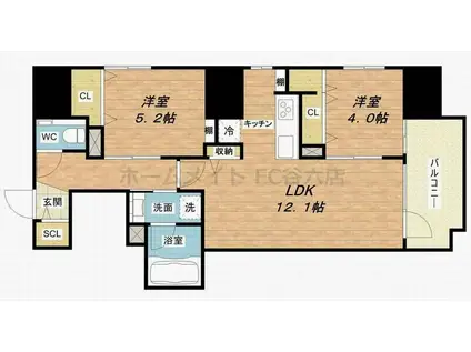 JASPER御堂筋本町(2LDK/3階)の間取り写真