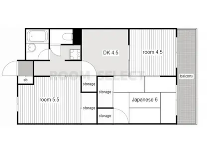 第一富士マンション A棟(3DK/4階)の間取り写真