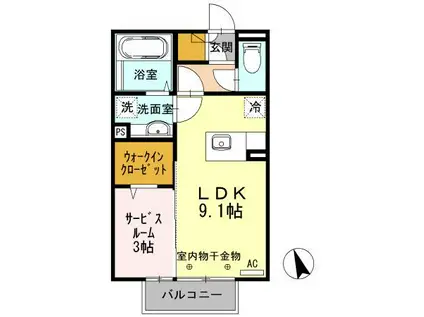 アルページュ マルヤマ(1LDK/1階)の間取り写真