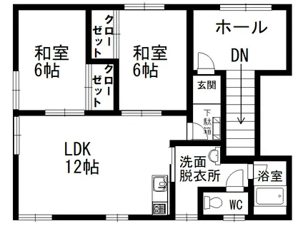 北海道函館市釜谷町32番地 釜谷町メイプル(2LDK/2階)の間取り写真