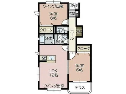 リヴェールIIC(2LDK/1階)の間取り写真