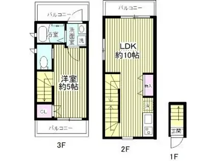 チェスナッツ蒲田(1LDK/2階)の間取り写真