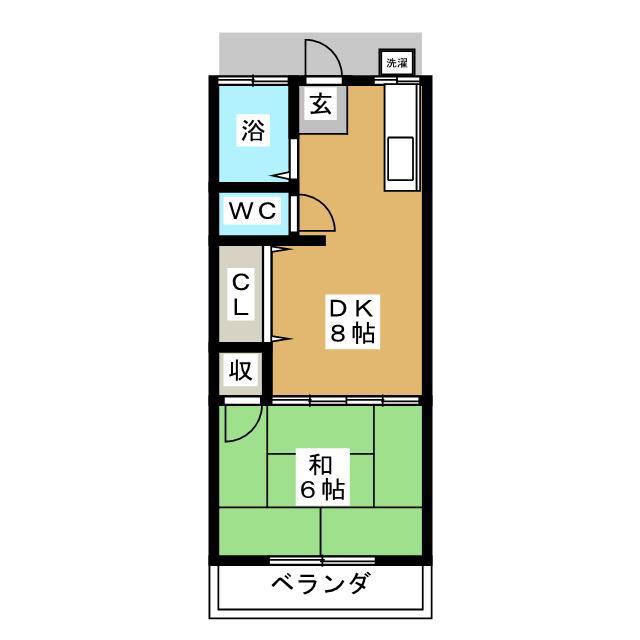 コーポ緑風(1DK/2階)の間取り写真