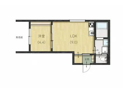LIEN翠町(1LDK/1階)の間取り写真