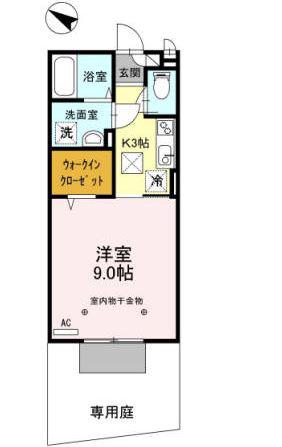 サルールI番館(1K/1階)の間取り写真
