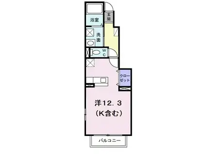 M・プレーリー・ローズC(ワンルーム/1階)の間取り写真