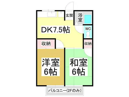 奈良井ハイツ (2DK/2階)の間取り写真