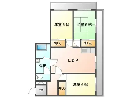 井ノ上マンション(3LDK/3階)の間取り写真