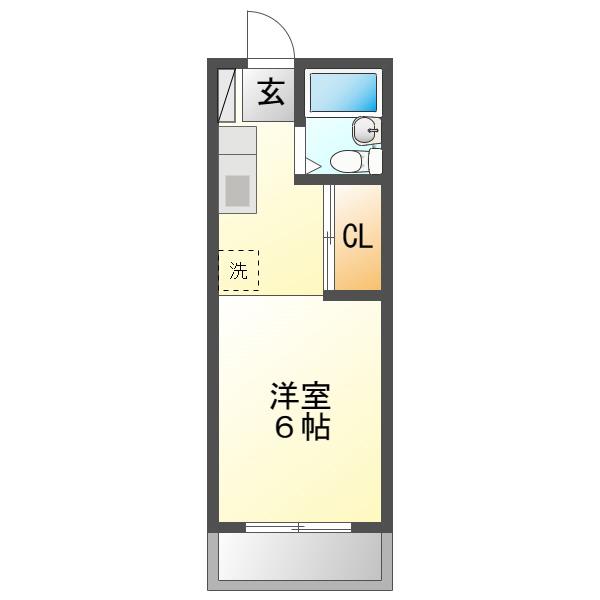 グランタイケイ(1K/2階)の間取り写真
