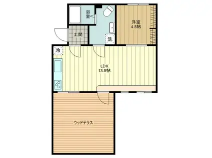 AURA243多摩平の森(1LDK/1階)の間取り写真