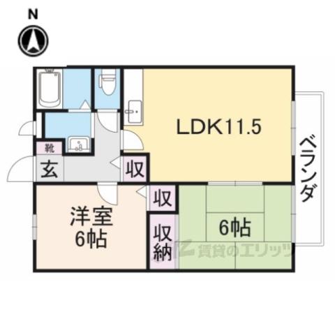 アップウェル八木(2LDK/2階)の間取り写真